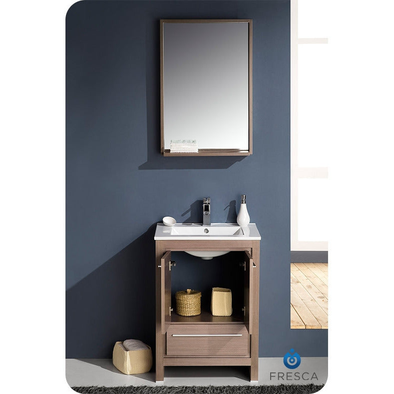 Fresca Allier 24" Gray Oak Modern Bathroom Vanity w/ Mirror - living-essentials
