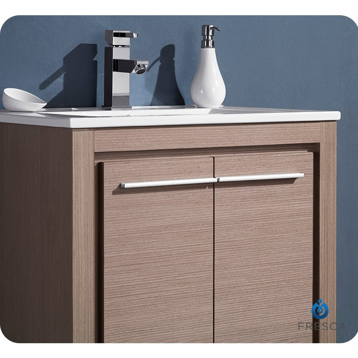 Fresca Allier 24" Gray Oak Modern Bathroom Vanity w/ Mirror - living-essentials