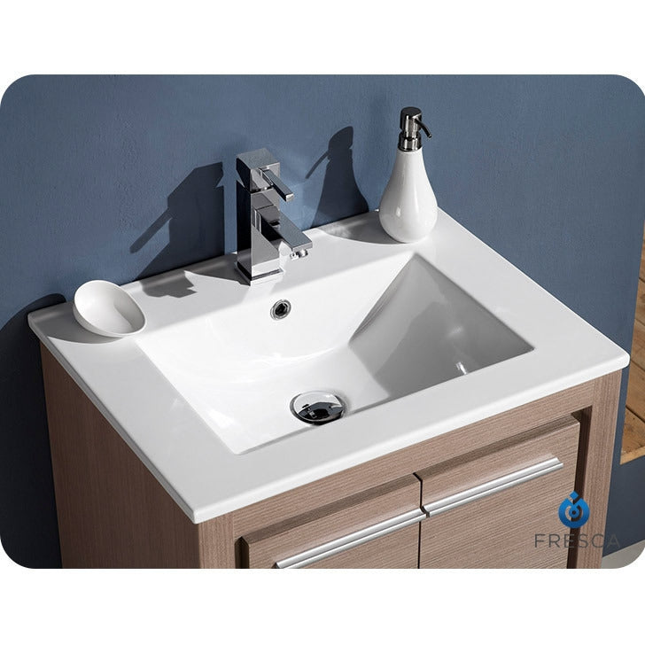Fresca Allier 24" Gray Oak Modern Bathroom Vanity w/ Mirror - living-essentials