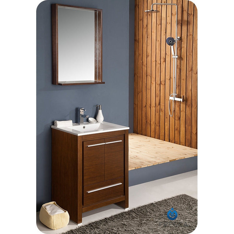 Fresca Allier 24" Wenge Brown Modern Bathroom Vanity w/ Mirror - living-essentials