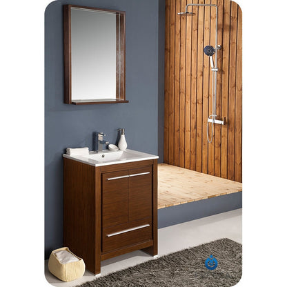 Fresca Allier 24" Wenge Brown Modern Bathroom Vanity w/ Mirror - living-essentials