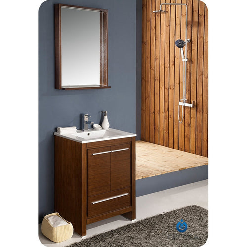 Fresca Allier 24" Wenge Brown Modern Bathroom Vanity w/ Mirror - living-essentials