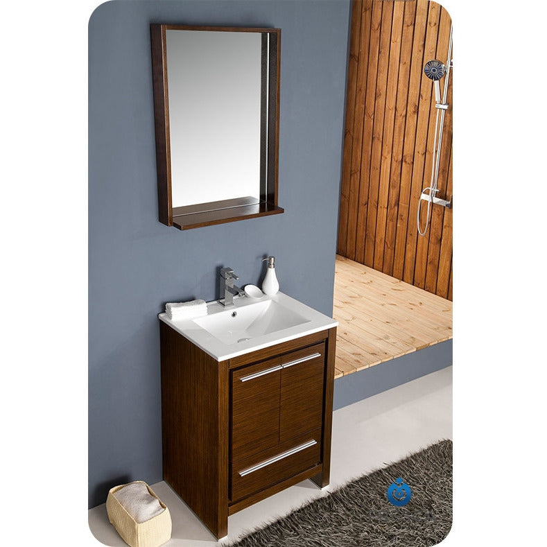 Fresca Allier 24" Wenge Brown Modern Bathroom Vanity w/ Mirror - living-essentials