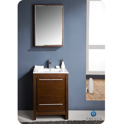 Fresca Allier 24" Wenge Brown Modern Bathroom Vanity w/ Mirror - living-essentials