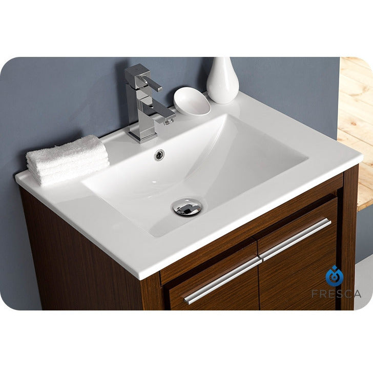 Fresca Allier 24" Wenge Brown Modern Bathroom Vanity w/ Mirror - living-essentials