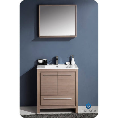 Fresca Allier 30" Gray Oak Modern Bathroom Vanity w/ Mirror - living-essentials