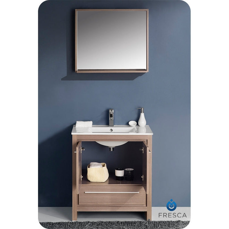 Fresca Allier 30" Gray Oak Modern Bathroom Vanity w/ Mirror - living-essentials