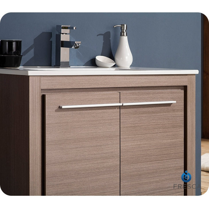Fresca Allier 30" Gray Oak Modern Bathroom Vanity w/ Mirror - living-essentials