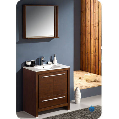 Fresca Allier 30" Wenge Brown Modern Bathroom Vanity w/ Mirror - living-essentials
