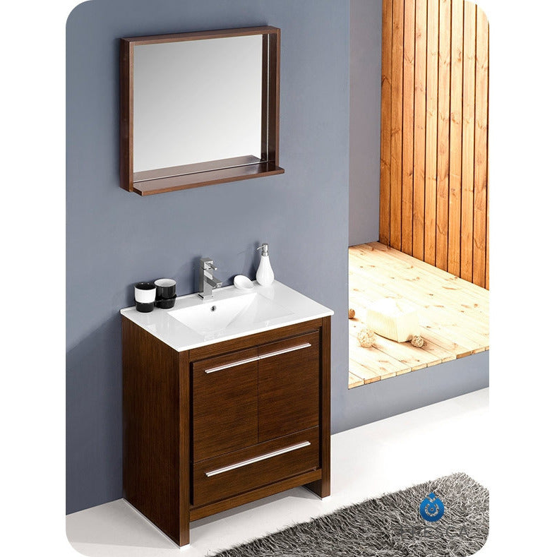 Fresca Allier 30" Wenge Brown Modern Bathroom Vanity w/ Mirror - living-essentials