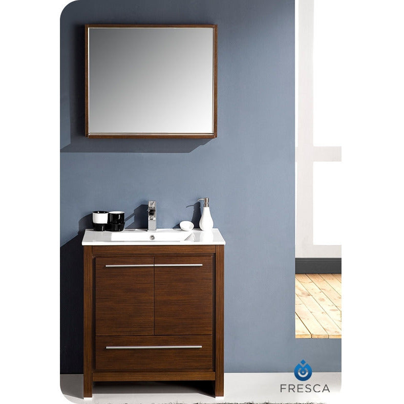 Fresca Allier 30" Wenge Brown Modern Bathroom Vanity w/ Mirror - living-essentials