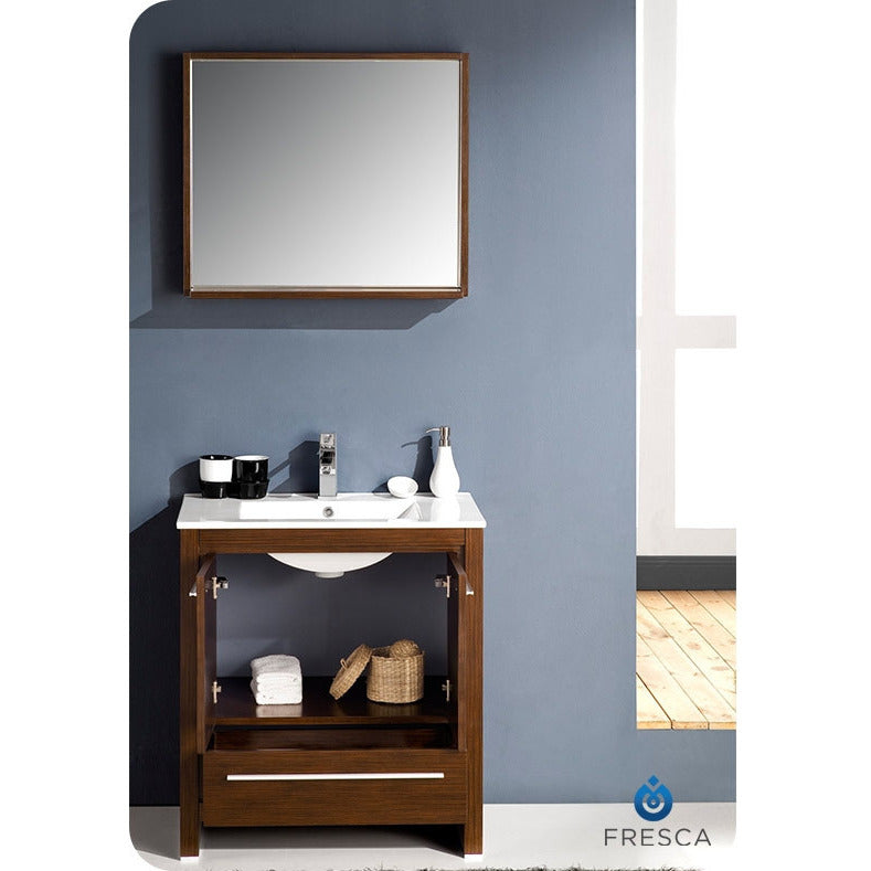 Fresca Allier 30" Wenge Brown Modern Bathroom Vanity w/ Mirror - living-essentials