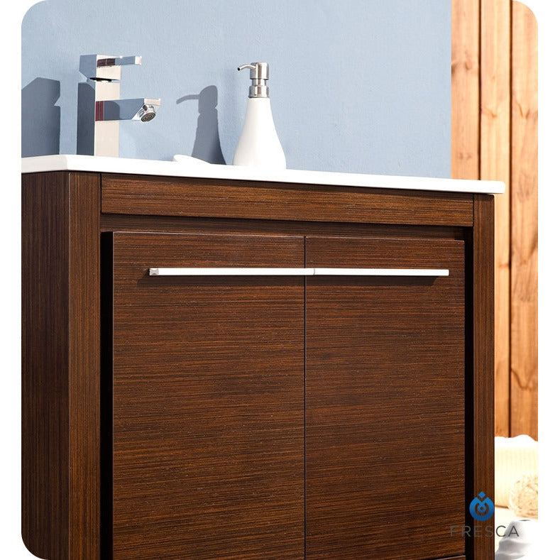 Fresca Allier 30" Wenge Brown Modern Bathroom Vanity w/ Mirror - living-essentials
