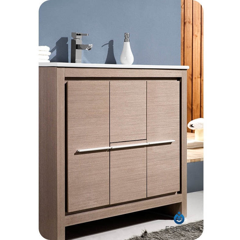 Fresca Allier 36" Gray Oak Modern Bathroom Vanity w/ Mirror - living-essentials