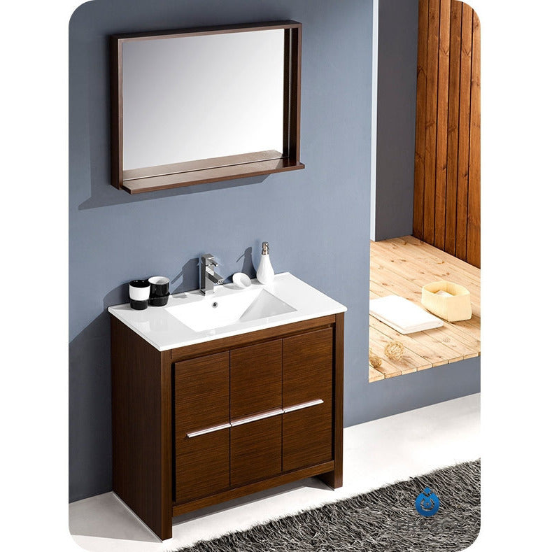 Fresca Allier 36" Wenge Brown Modern Bathroom Vanity w/ Mirror - living-essentials