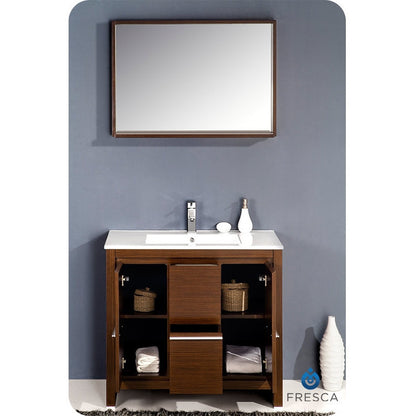 Fresca Allier 36" Wenge Brown Modern Bathroom Vanity w/ Mirror - living-essentials