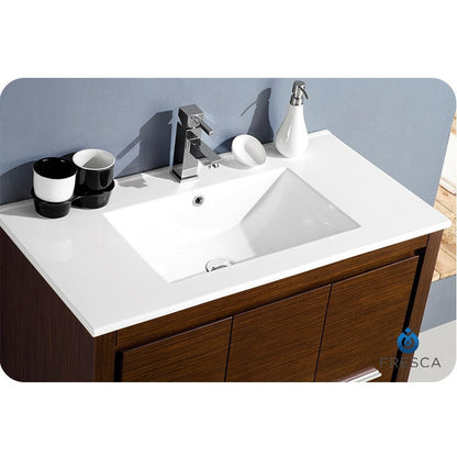 Fresca Allier 36" Wenge Brown Modern Bathroom Vanity w/ Mirror - living-essentials