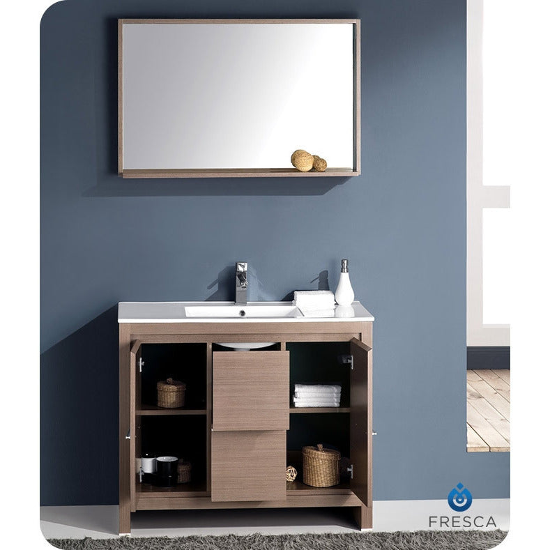 Fresca Allier 40" Gray Oak Modern Bathroom Vanity w/ Mirror - living-essentials
