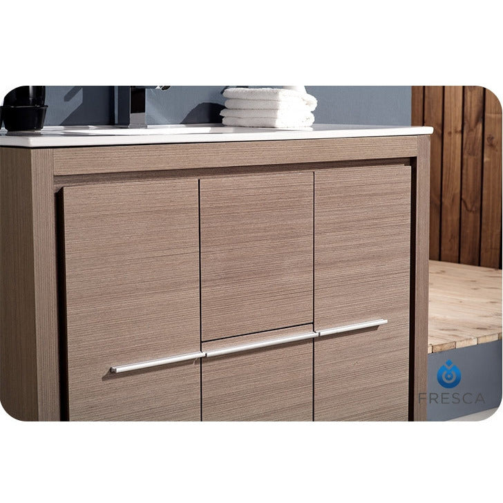Fresca Allier 40" Gray Oak Modern Bathroom Vanity w/ Mirror - living-essentials