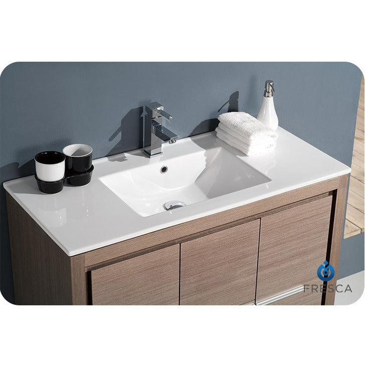 Fresca Allier 40" Gray Oak Modern Bathroom Vanity w/ Mirror - living-essentials