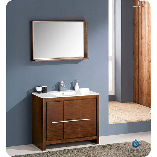 Fresca Allier 40" Wenge Brown Modern Bathroom Vanity w/ Mirror - living-essentials