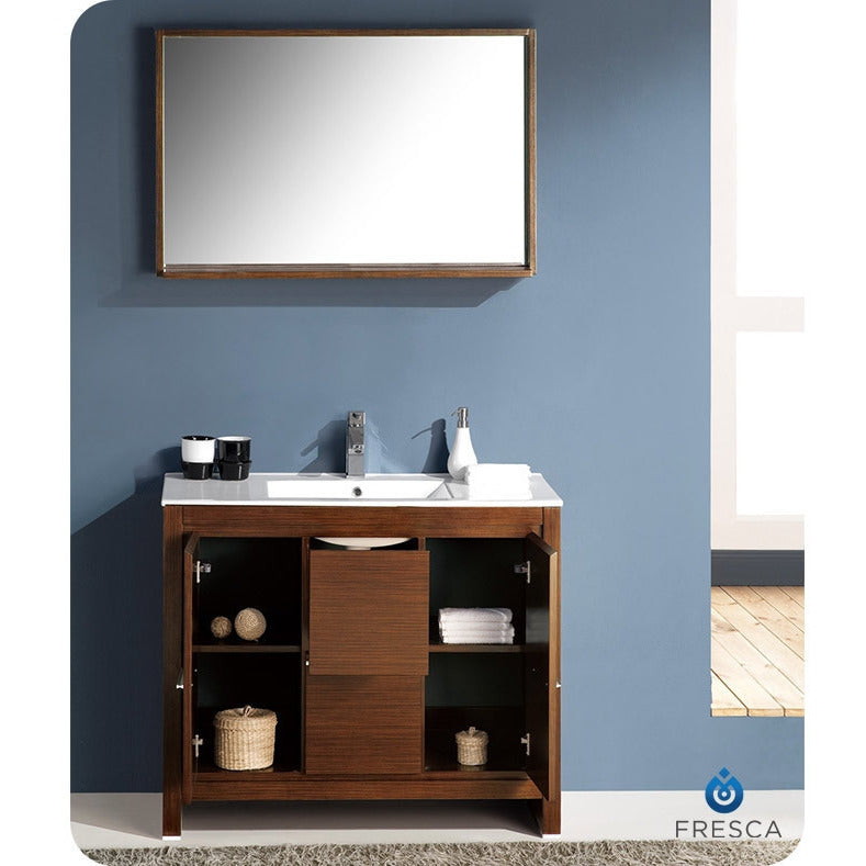 Fresca Allier 40" Wenge Brown Modern Bathroom Vanity w/ Mirror - living-essentials