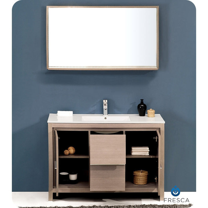 Fresca Allier 48" Gray Oak Modern Bathroom Vanity w/ Mirror - living-essentials