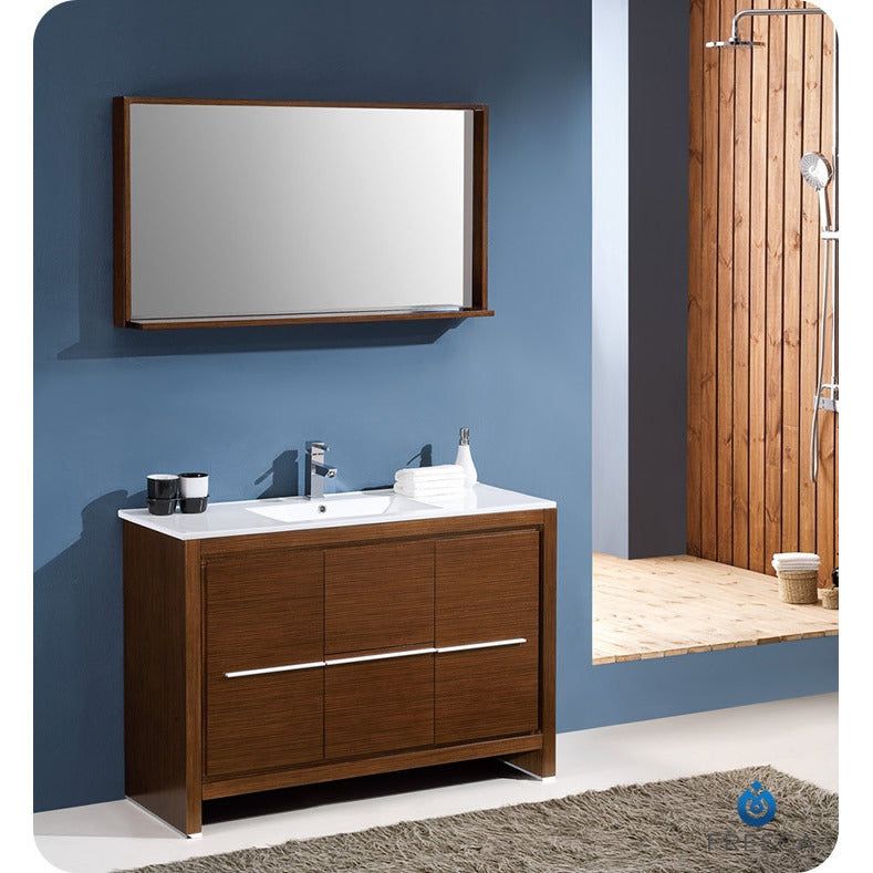 Fresca Allier 48" Wenge Brown Modern Bathroom Vanity w/ Mirror - living-essentials