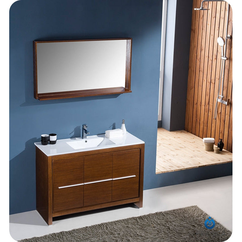 Fresca Allier 48" Wenge Brown Modern Bathroom Vanity w/ Mirror - living-essentials