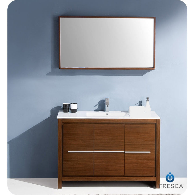 Fresca Allier 48" Wenge Brown Modern Bathroom Vanity w/ Mirror - living-essentials