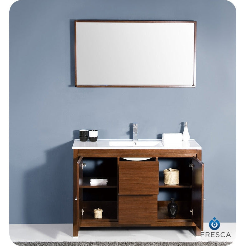 Fresca Allier 48" Wenge Brown Modern Bathroom Vanity w/ Mirror - living-essentials
