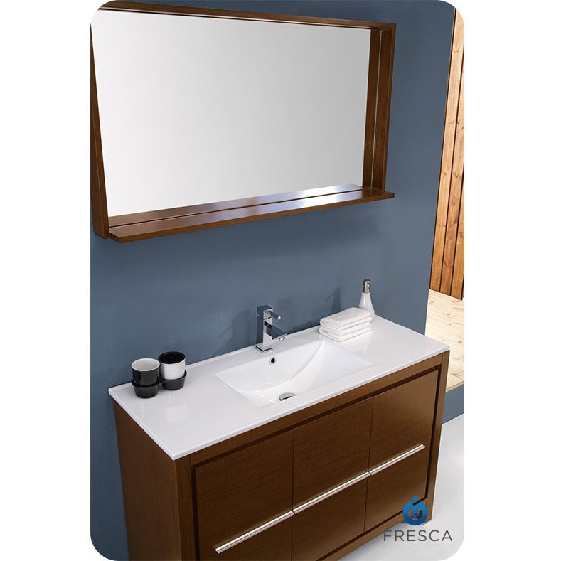 Fresca Allier 48" Wenge Brown Modern Bathroom Vanity w/ Mirror - living-essentials