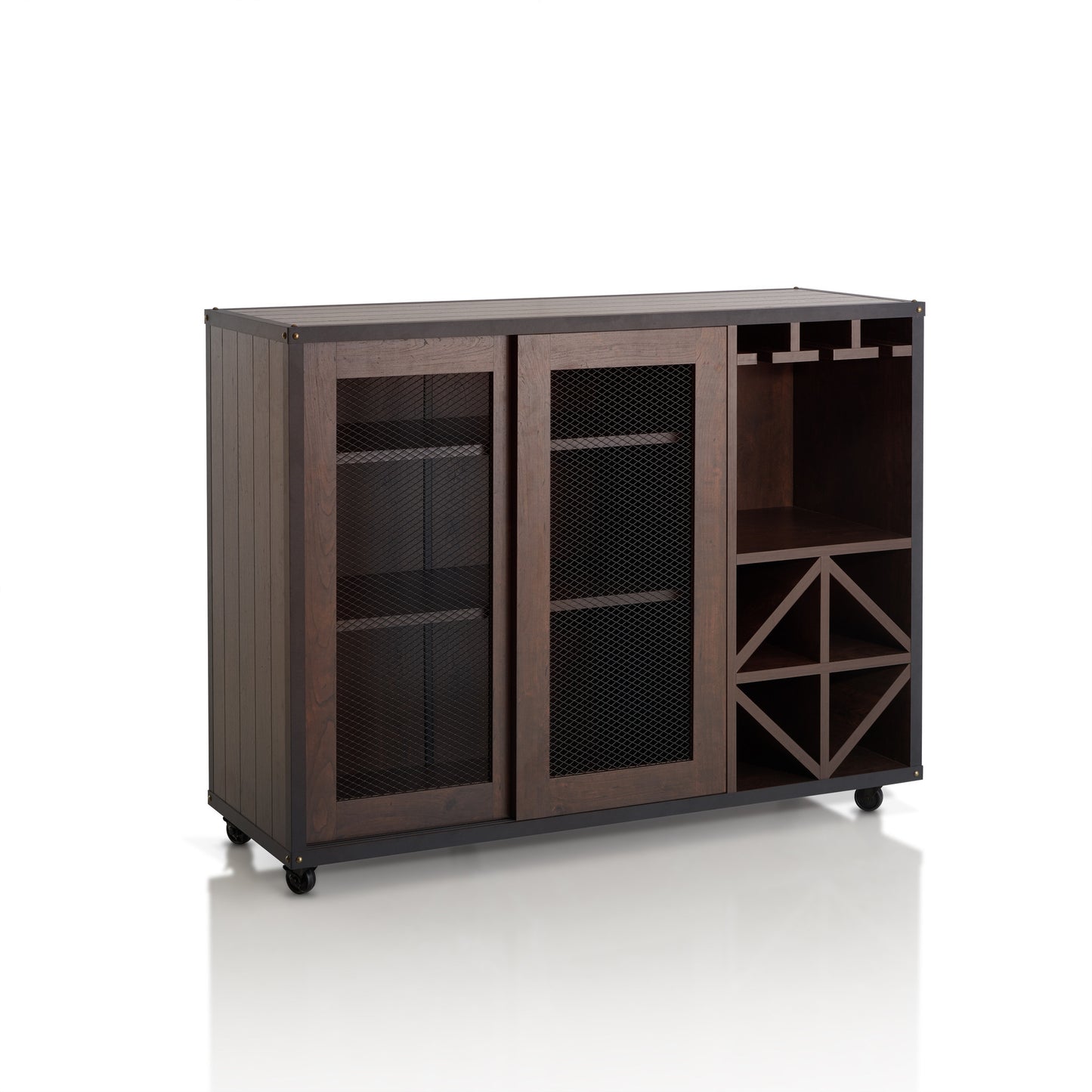 Alonzo Industrial Sliding Door Dining Server in Walnut - living-essentials