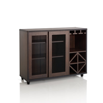 Alonzo Industrial Sliding Door Dining Server in Walnut - living-essentials