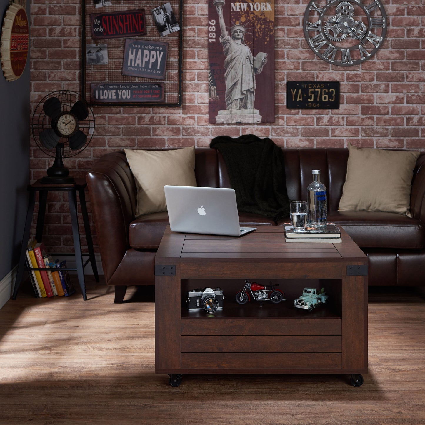 Ketner Industrial Multi-Storage Coffee Table in Vintage Walnut - living-essentials