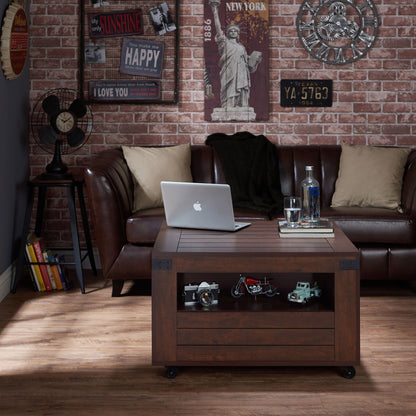 Ketner Industrial Multi-Storage Coffee Table in Vintage Walnut - living-essentials
