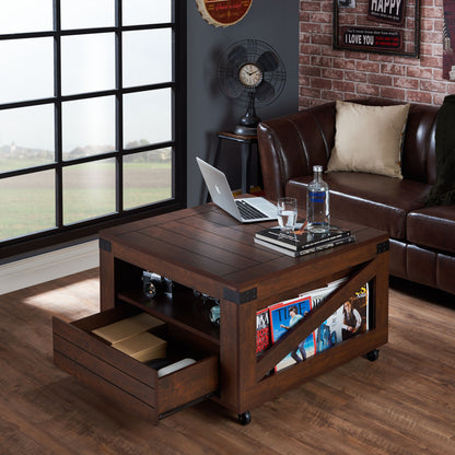 Ketner Industrial Multi-Storage Coffee Table in Vintage Walnut - living-essentials
