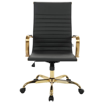 Harris High-Back Faux Leather Office Chair With Gold Frame