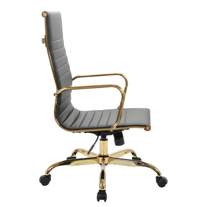 Harris High-Back Faux Leather Office Chair With Gold Frame