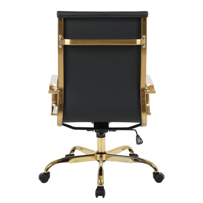 Harris High-Back Faux Leather Office Chair With Gold Frame