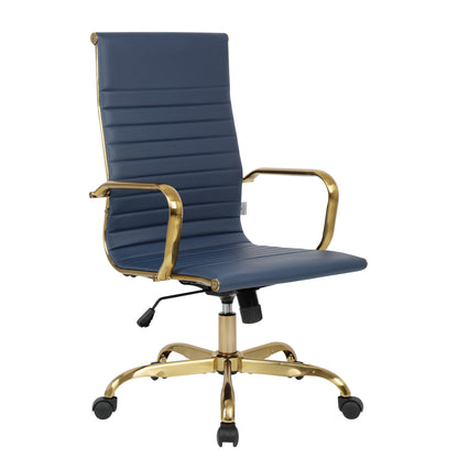 Harris High-Back Faux Leather Office Chair With Gold Frame