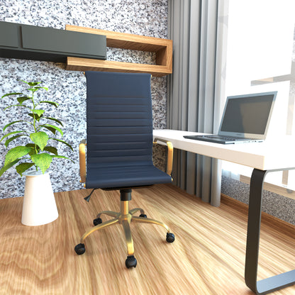 Harris High-Back Faux Leather Office Chair With Gold Frame