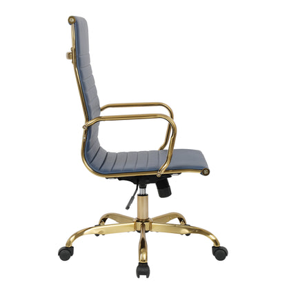Harris High-Back Faux Leather Office Chair With Gold Frame