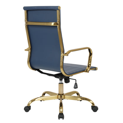 Harris High-Back Faux Leather Office Chair With Gold Frame