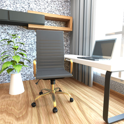 Harris High-Back Faux Leather Office Chair With Gold Frame