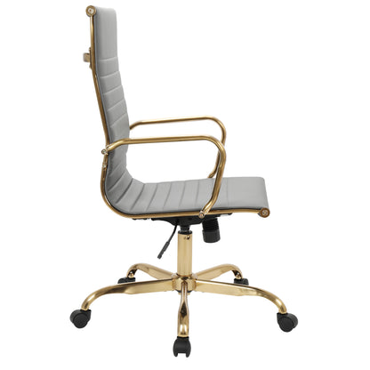 Harris High-Back Faux Leather Office Chair With Gold Frame