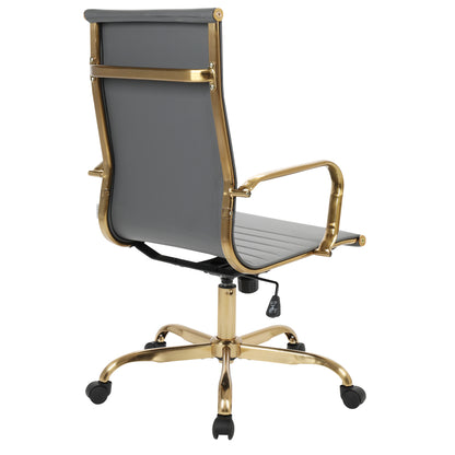 Harris High-Back Faux Leather Office Chair With Gold Frame