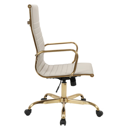 Harris High-Back Faux Leather Office Chair With Gold Frame