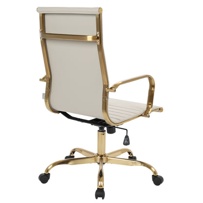 Harris High-Back Faux Leather Office Chair With Gold Frame