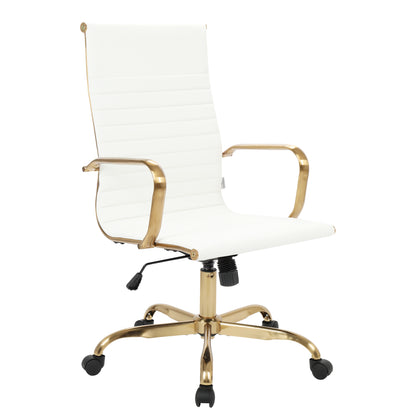 Harris High-Back Faux Leather Office Chair With Gold Frame